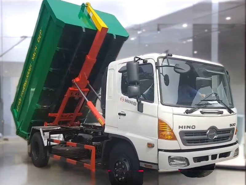 XE CHỞ RÁC THÙNG RỜI HOOKLIFT HINO FG 10 KHỐI - Ảnh 5